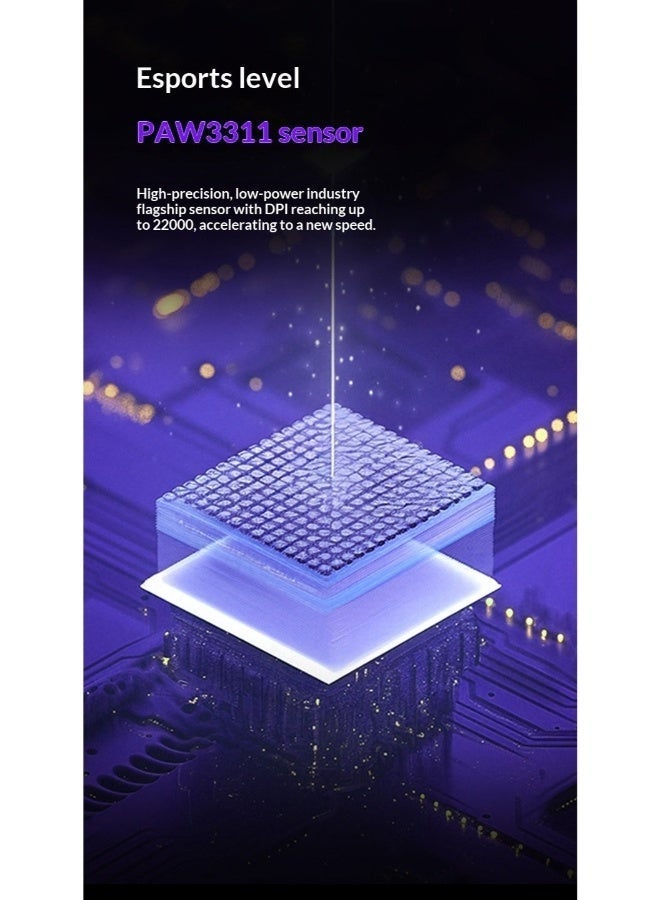 مكعب غاضب فأرة الألعاب اللاسلكية FURYCUBE G11 - تصميم خفيف الوزن مع هيكل فارغ، مزودة بحساس PAW3311، تعمل بتقنية البلوتوث وثلاثة أوضاع، بوزن 67 جرام فقط، وبدقة قصوى تصل إلى 22,000 DPI مع إضاءة خلفية RGB. - Image 5